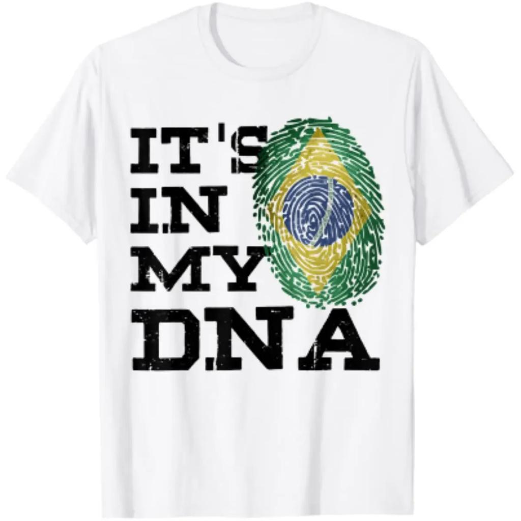Its In My DNA Brazilian Love Brazil Flag Unisex TShirt Short Sleeve Casual Cotton Boys TShirts