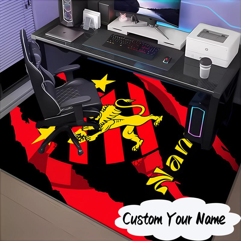 Custom Name Recife Lion Crest Emblem Rug for Living Room, Game Rooms, Office, Bedroom, Floor Mat Playful Design, Fan Gifts Christmas Decor