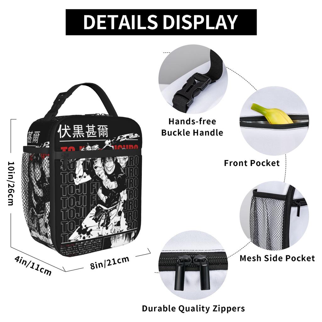 Toji Anime  Insulated Lunch Bag Portable Jujutsus Kaisens Anime Meal Container Cooler Bag Lunch Box Tote Work  Outdoor