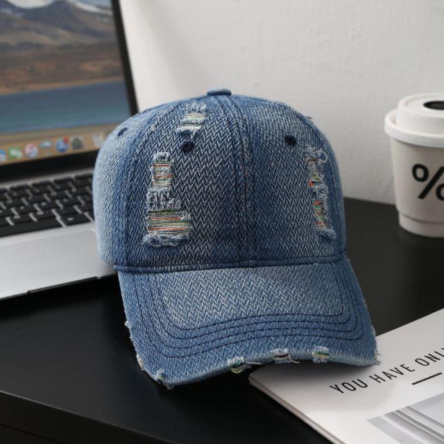 

Бейсболка из денима с постепенным переходом для мужчин и женщин, большая окружность головы, солнцезащитная, повседневная, ретро, уличная, модная M（56-58cm） средний синий