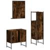 3 Piece Bathroom Furniture Set Smoked Oak Veneer Wood Based Material