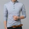 Herren Frühling und Herbst Langarm Einfarbiges T-Shirt Mittel- bis Jungerwachsener Business Casual Poloshirt