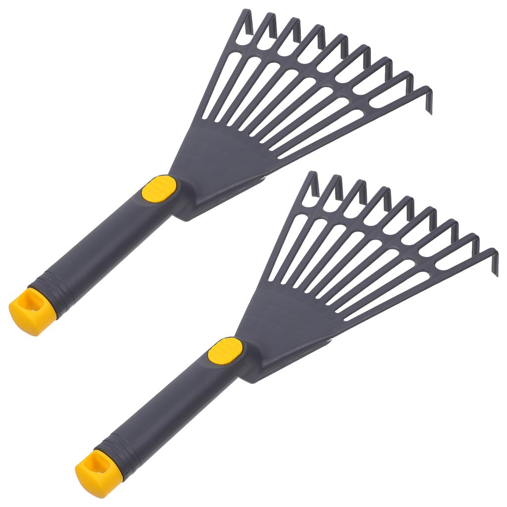 Lightweight Plastic Rake 2 Pack Hand Garden Rake for Landscaping Yard Leaf Cleanup Small Rake for Lawn Garden Soil Aeration Tool