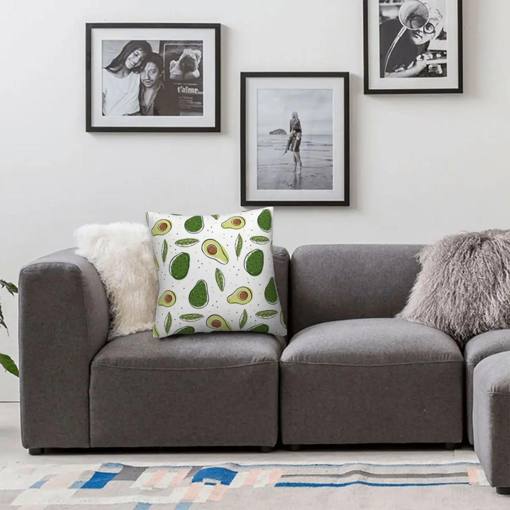 Niedlicher Avocado Frucht Kissenbezug Weicher Polyester Kissenbezug Geschenk Dekokissenbezug Zuhause Quadratisch