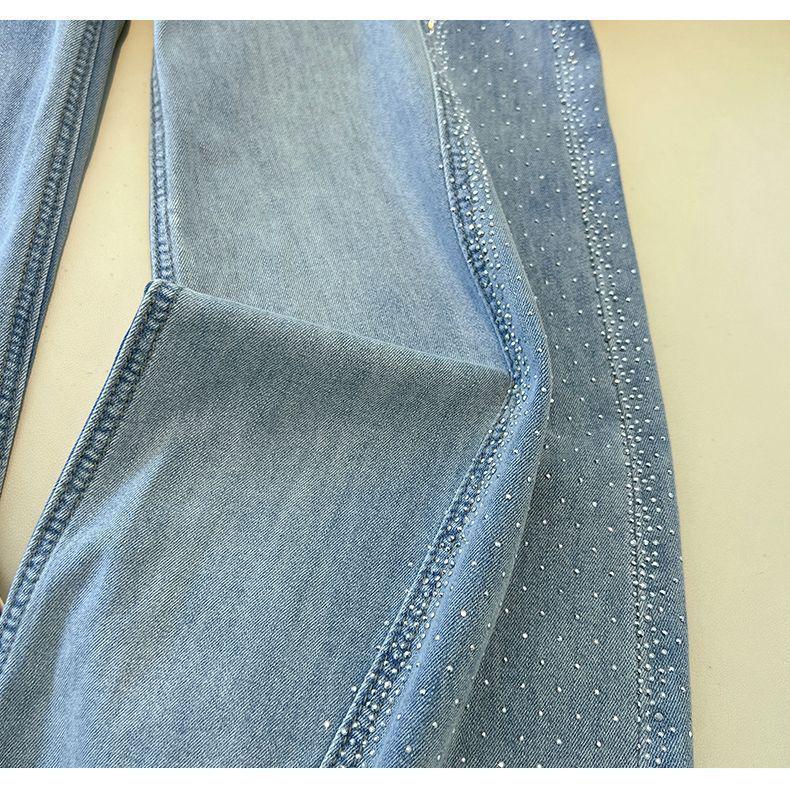 Women's High-Waisted Stretch Bell-Bottom Jeans - Sky Blue Diamond, Spring/Summer 2026