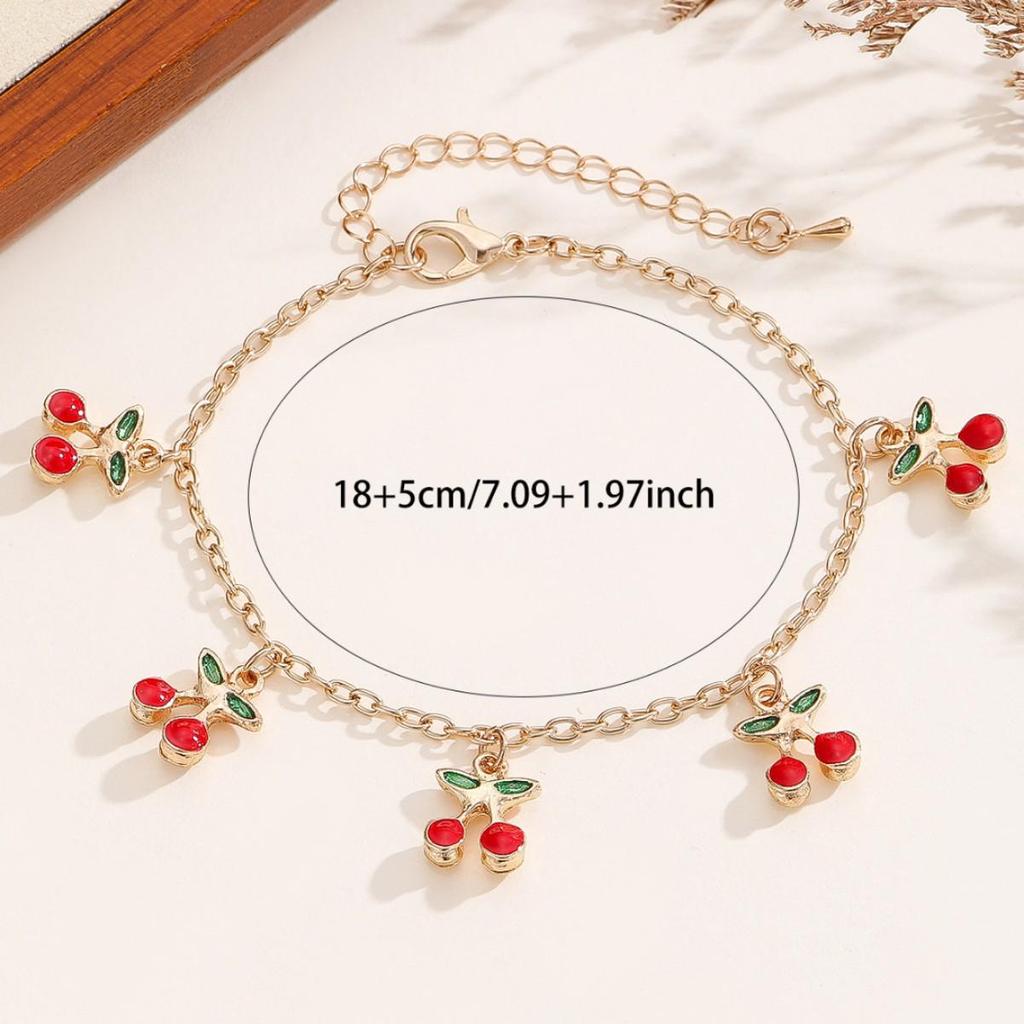 Retro Double-Layer Cherry Bracelet: European & American INS Style with Ancient Chinese Influences