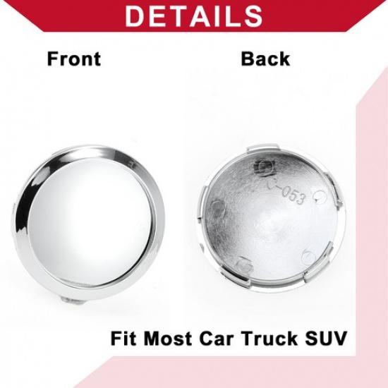 Single Car Wheel Center Hub Cap Rim Cover Hub Cap 2.52" OD Chrome Universal