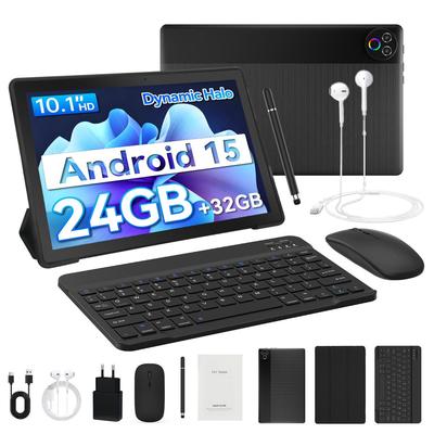 Android 15 Tablet, 10.1 Inch, 24GB RAM+32GB ROM, 6000mAh, Keyboard And Mouse Set