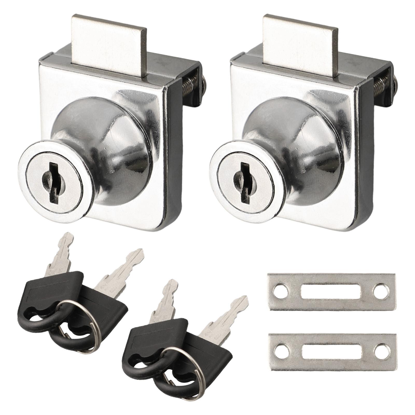 

Zinc Alloy Glass Cabinet Lock Kit 2 Pieces for Secure Control on Glass Doors Filing Cabinets Lockers and Display Units
