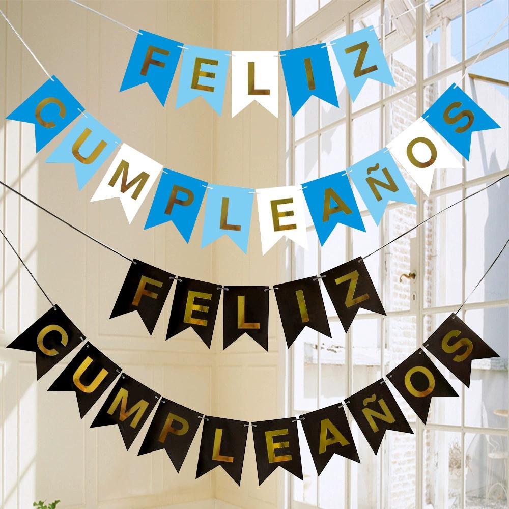 1PC/5PCS/10PCS Happy Birthday in Spanish, Hot Goldfish Tail Banner, Tailcoat Banner, Birthday Party Decoration Flag