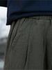 Women Ramie Vintage Thick Warm Pants Autumn Solid Color Elastic Waist Loose Long Pants with Pockets