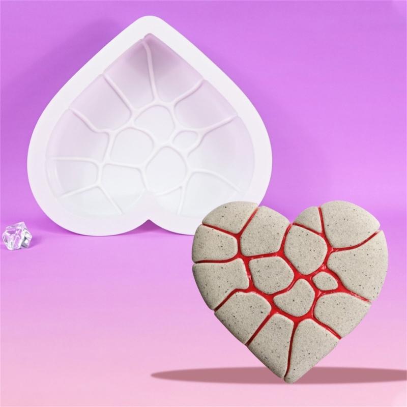 Crack Heart Silicone Molds Nonstick Mousses Cake Molds Cake Decorating Tool for Truffles Cheesecakes Easily to Clean