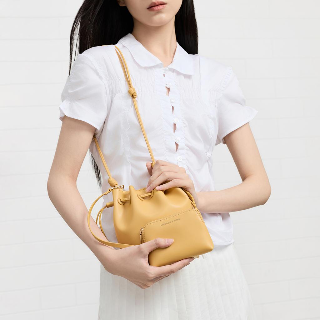 Charles & Keith Small CK 26 Summer Fashion Drawstring Bucket Bag Women Shoulder Bag CK2-10782863