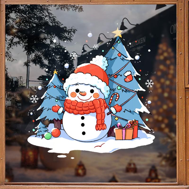 

Рождественский снеговик в стиле аниме и манги, украшение, статическая электризация, композиция, наклейки на окно ресторана с цветами для создания атмосферы Small [45 * 50CM]