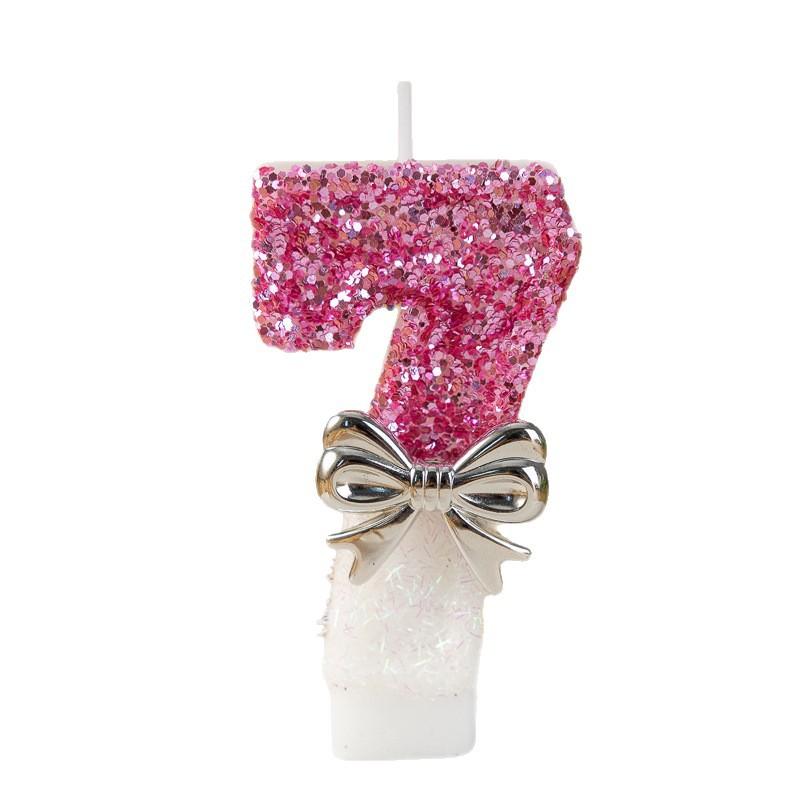 Silver Bow Digital Candle Princess Atmosphere Birthday Party Cake Decoration Candle Plug-in