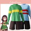 Hoge Kwaliteit Undertale Frisk Chara Kostuum Outfit Met Ademend Spandex Materiaal