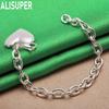 925 Sterling Silver Exquisite Art Love Side Chain Charming Bracelet Gift Jewelry