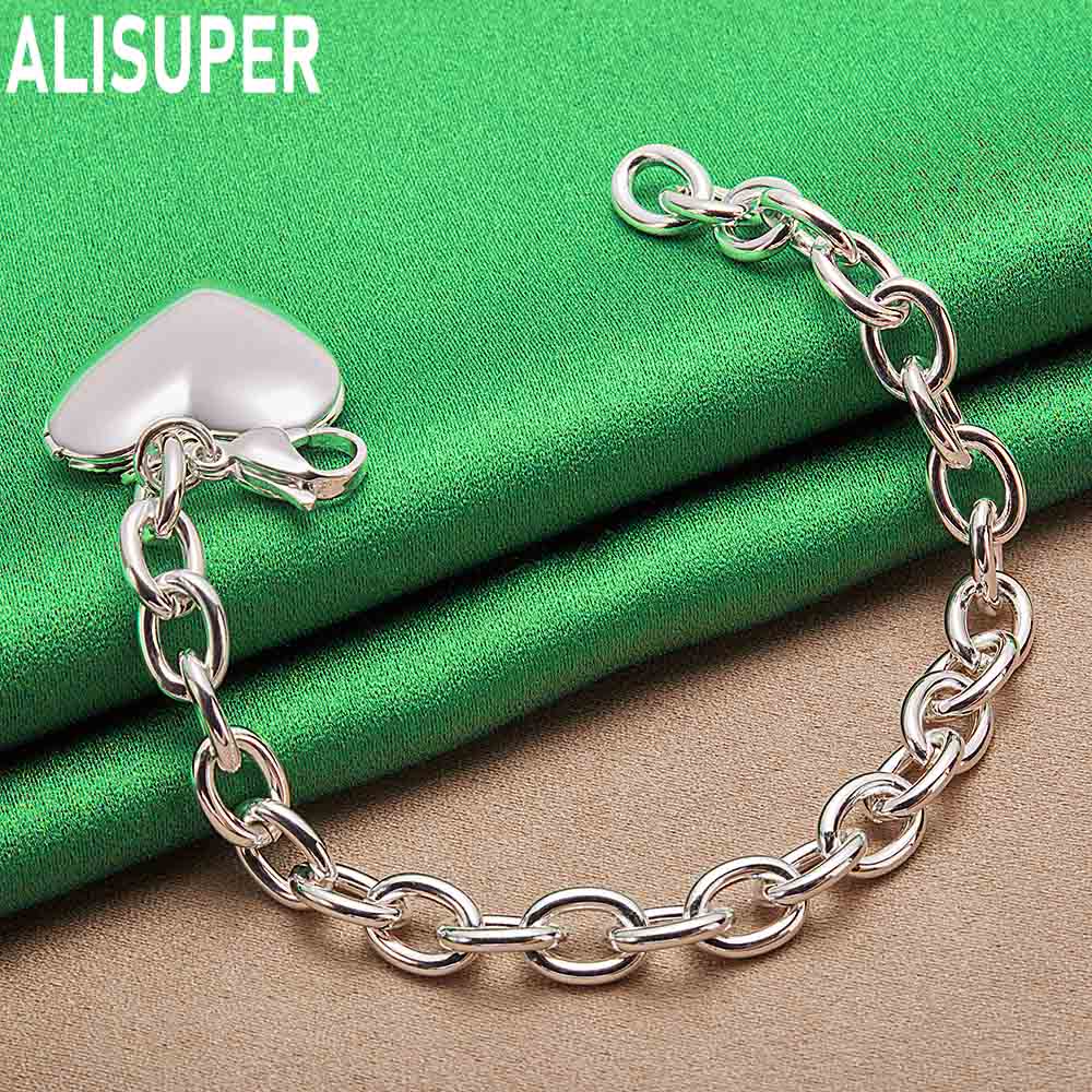 925 Sterling Silver Exquisite Art Love Side Chain Charming Bracelet Gift Jewelry