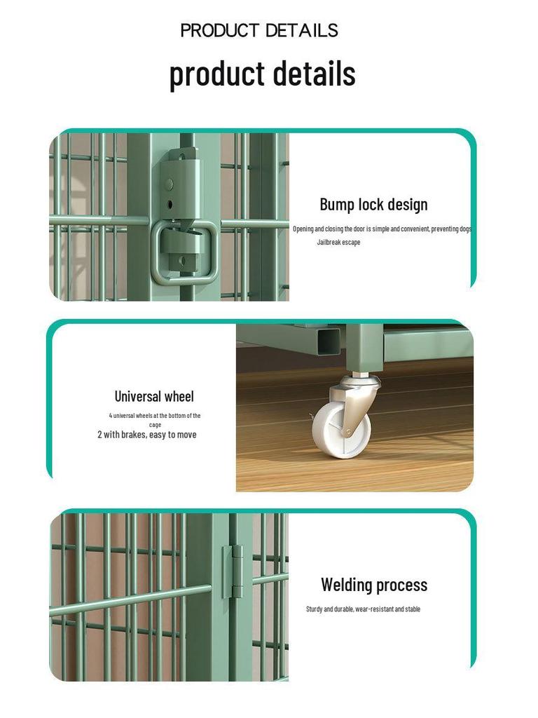 Medium & Large Dog Indoor Kennel with Full Square Tube Design and Built-in Toilet