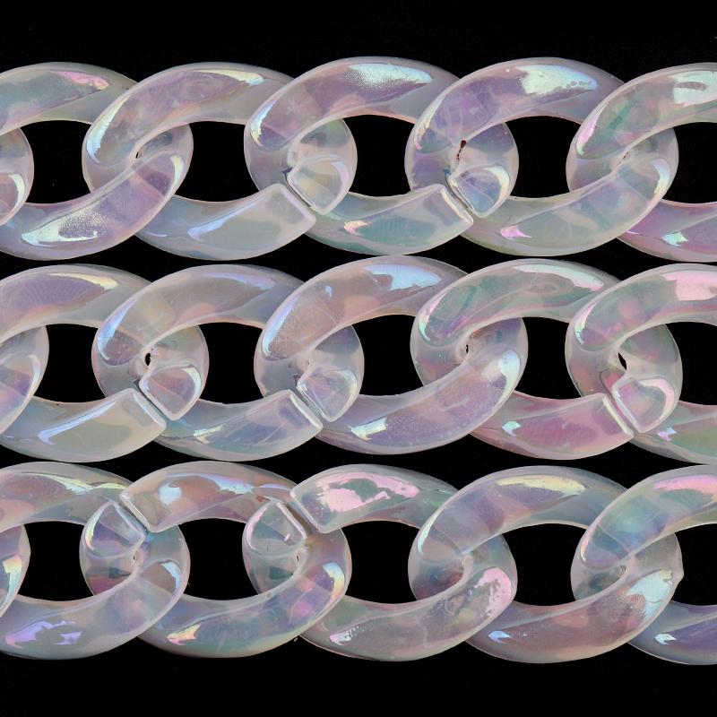 20pcs Ins Retro Rainbow Buckle Acrylic Long Chain Beads For Men Women Curb Cuban Link  Jewelry Making DIY Bracelet Necklace