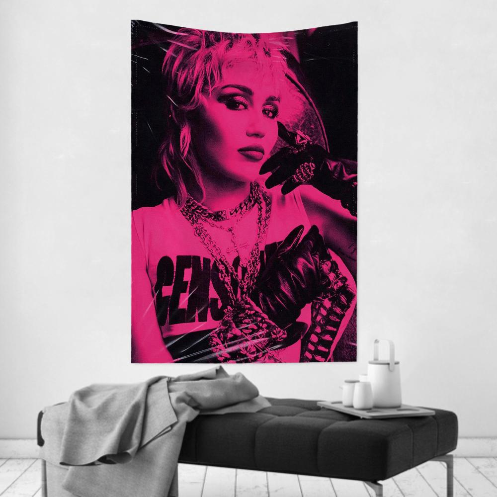 Us Singer Miley Tapestry Room Decor Cyrus Wall Cloth Party Hanging Background Room Decor Baby Room