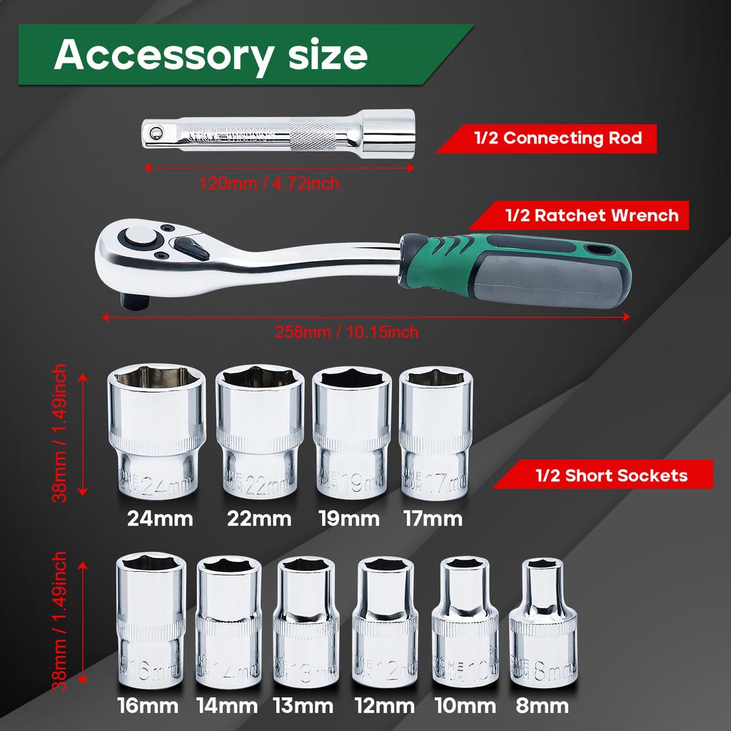72 Tooth Ratchet Wrench Socket Set Auto Tools Set Motorcycle Car Repair Hand Tools Spanner Sleeves Head Auto Repairing Kit