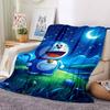 1PC Doraemon, Night Scene Blanket Lightweight Flannel Throw Blanket for Sofa, Bed, Travel, Camping, Livingroom, Office, Couch