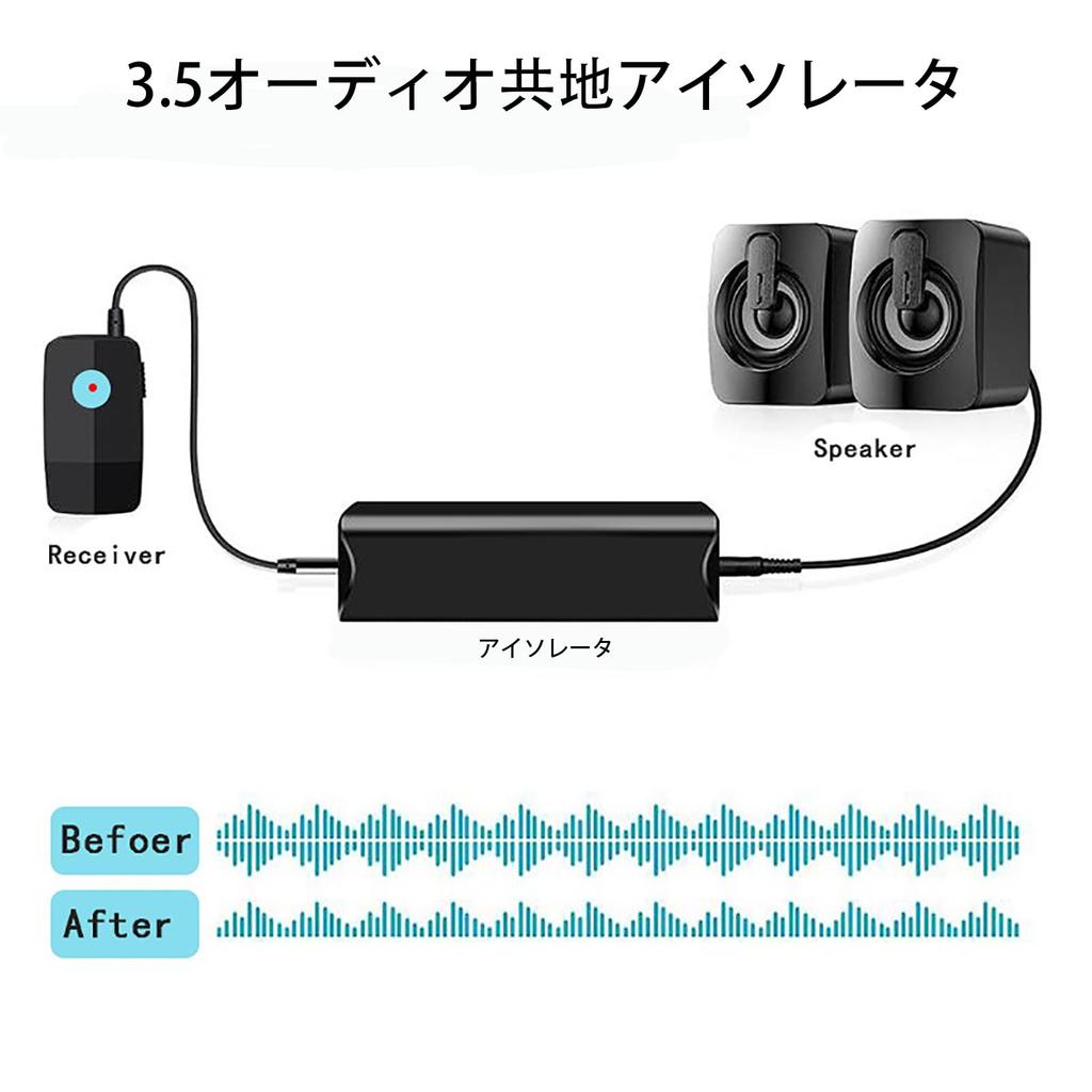 TRKIN Noise Cancellation 3.5mm Circuit Loop Isolator Aux Noise Supporting Home Audio Car Stereo System (Black)