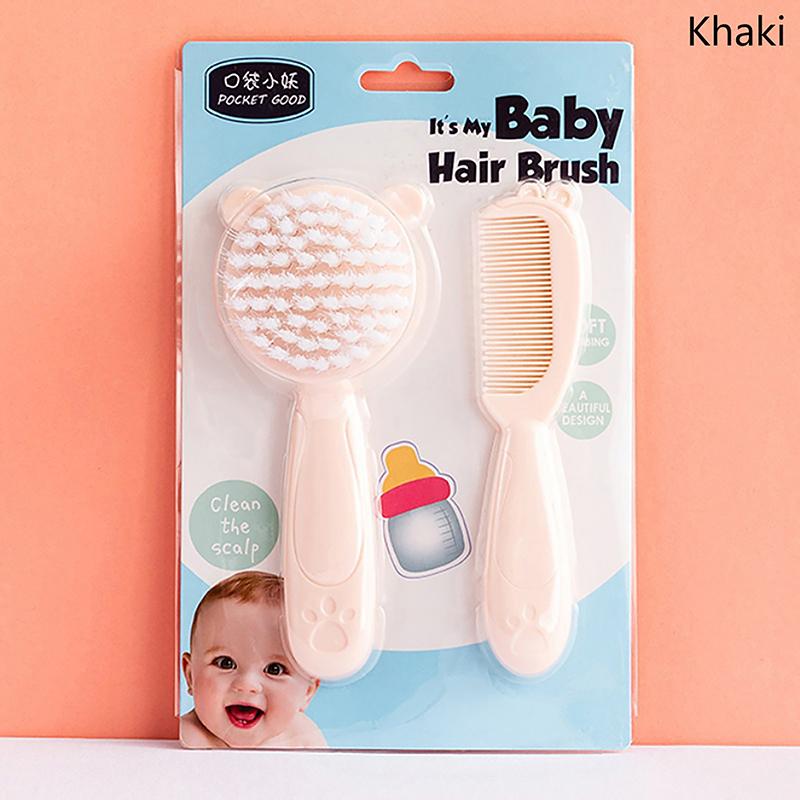 

2Pcs Baby Hairbrush Comb Portable Born Toddlers Nylon Soft Hair Brush Head Massager Comb Set Baby Kid Hair Care Supplies хаки