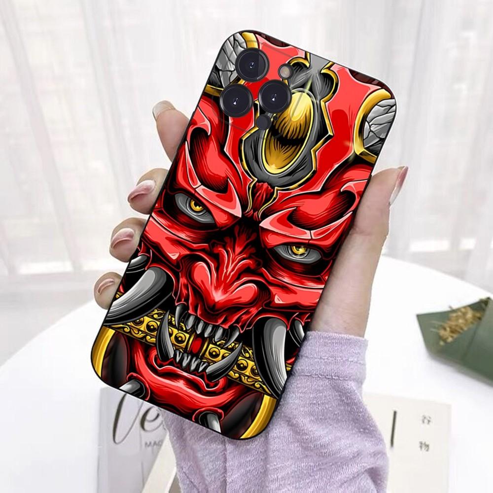 Samurai Oni Mask Phone Case For IPhone 16 15 14 11 12 13 Mini Pro XS Max Cover 6 7 8 Plus X Funda Shell