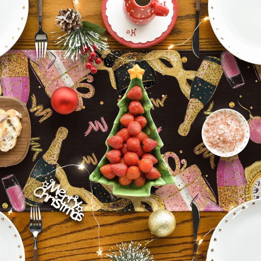 New Chinese New Year Table Runner Wine Glass New Year New Year Tablecloth New Year Table Flag Cover Home Decor