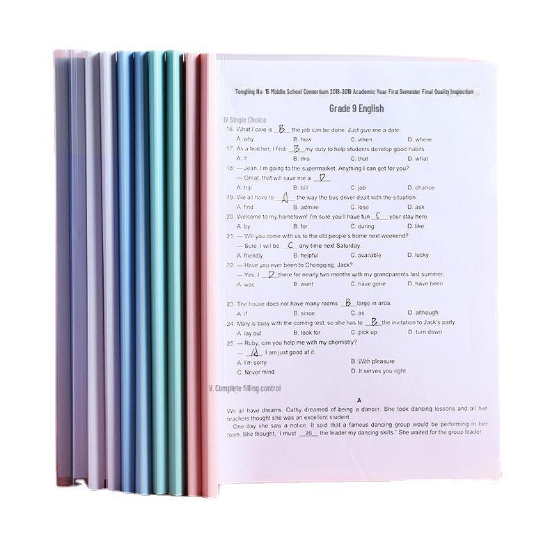 Průhledný klipový pořadač A4 pro kancelářské a studentské úložiště