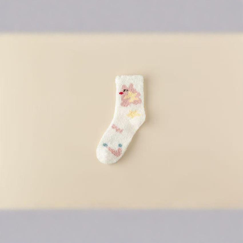 2025 Autumn/Winter Thick Coral Fleece Cartoon Mid-Calf Sleep Socks - Warm, Breathable, and Sweat-Absorbent Home Floor Socks.