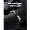 Barbed Wire Chain Bracelets for Men Women Stainless Steel Thorn Cuban Link Chains Bracelet Adjustable Punk Emo Style Jewelry
