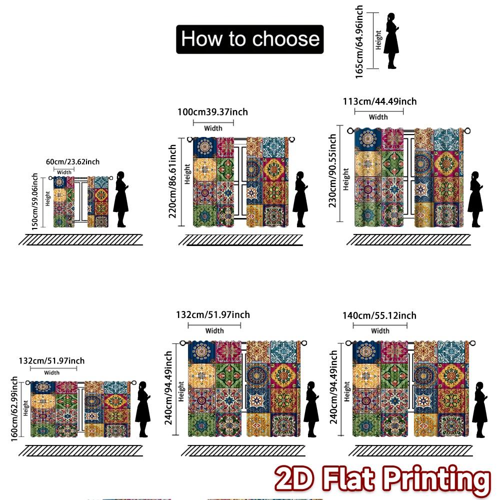 2pcs, 2D FLAT PRINTING Curtains (Without Rod) Mosaic Harmony Halloween Festival Fashion Curtains Fabric Curtains All Seasons