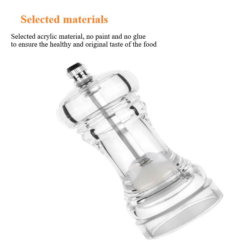 Akryl Pepparkvarn Skärmaskin Köksverktyg Transparent manuell Salt Kryddor Mill Shaker Slipverktyg