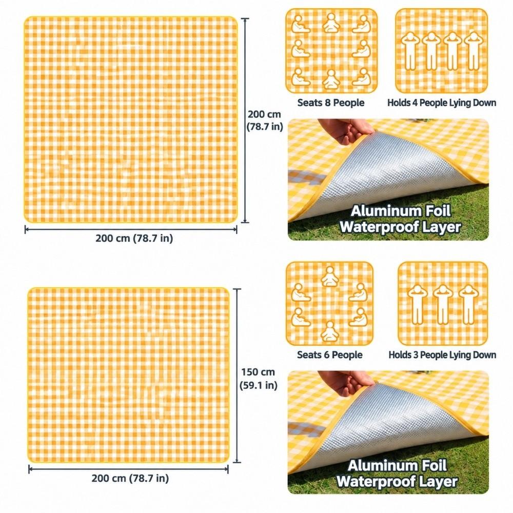 Moisture-Proof Camping Mat Aluminum/PVC Bottom Outdoor Ground Mat Picnic Mat Lawn