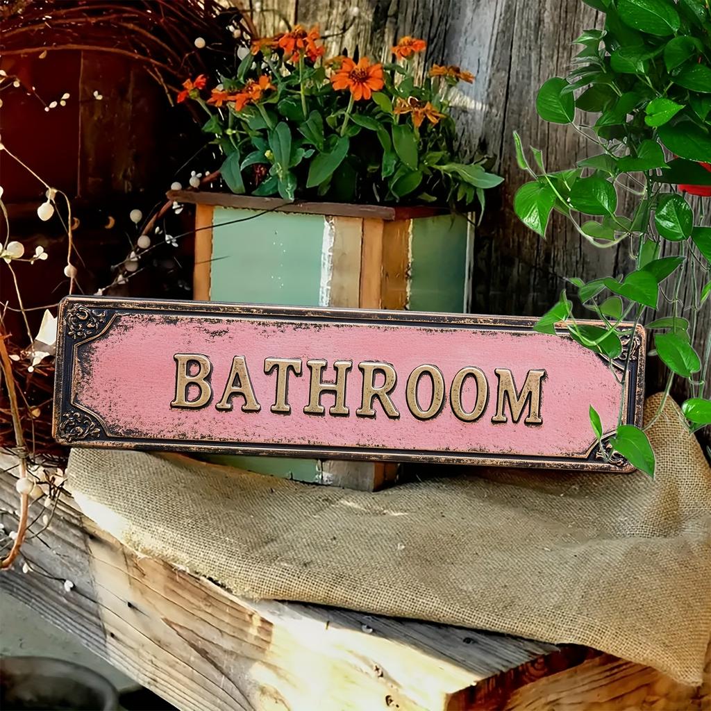 Vintage 'Bathroom' Metal Sign ,Wall Decor for Bathrooms,Bedrooms & More - Classic Home Accent, Nostalgic Decoration