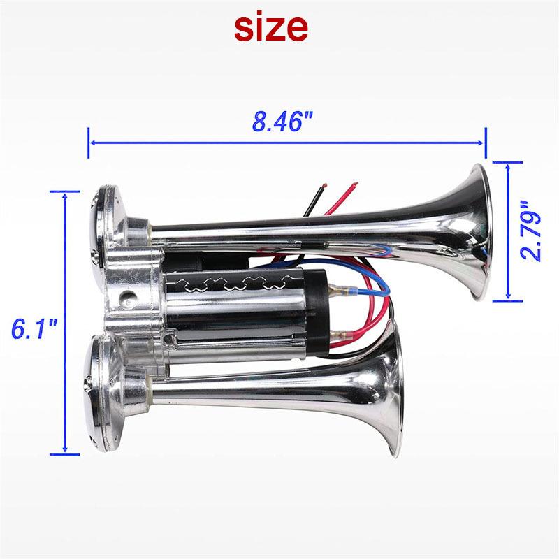 Super Loud 150DB Car Electric Dual Trumpet Horns 12V 24V Air Horn Speaker for Car SUV Vehicle Boat Train Motorcycle RV Truck