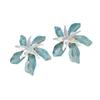 New Vintage Metal Pink Blue Flower Big Earrings for Women Geometric Floral Drop Earrings Statement Jewelry Party Gifts