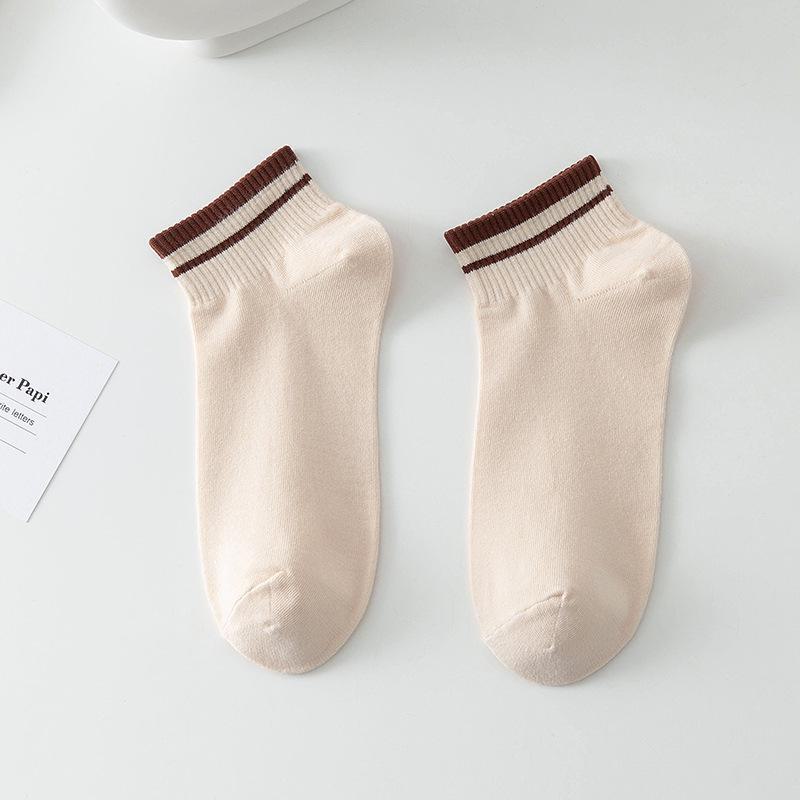 Women's Short Socks - Korean & Japanese Style, Sweat-Absorbing, Non-Slip, Solid Color, Spring/Autumn, Internet Trend
