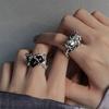 Korean Style Sweet Cool Star Spider Heart Zircon Opal Ring Trendy Open Adjustable Finger Rings For Women Punk  Jewelry