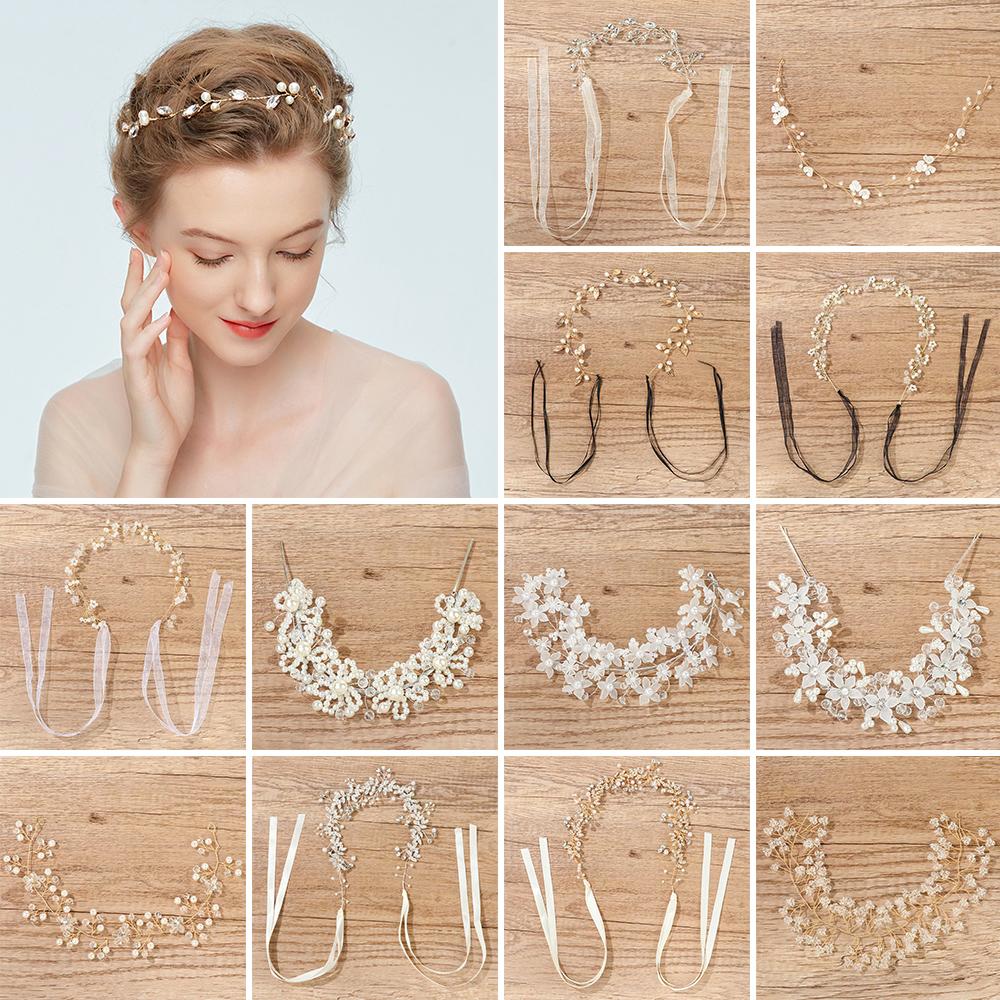 

Women Headpiece Bridal Flower Hairband Hair Jewelry Rhinestone Flower Headband Bridal Headband 10 білий