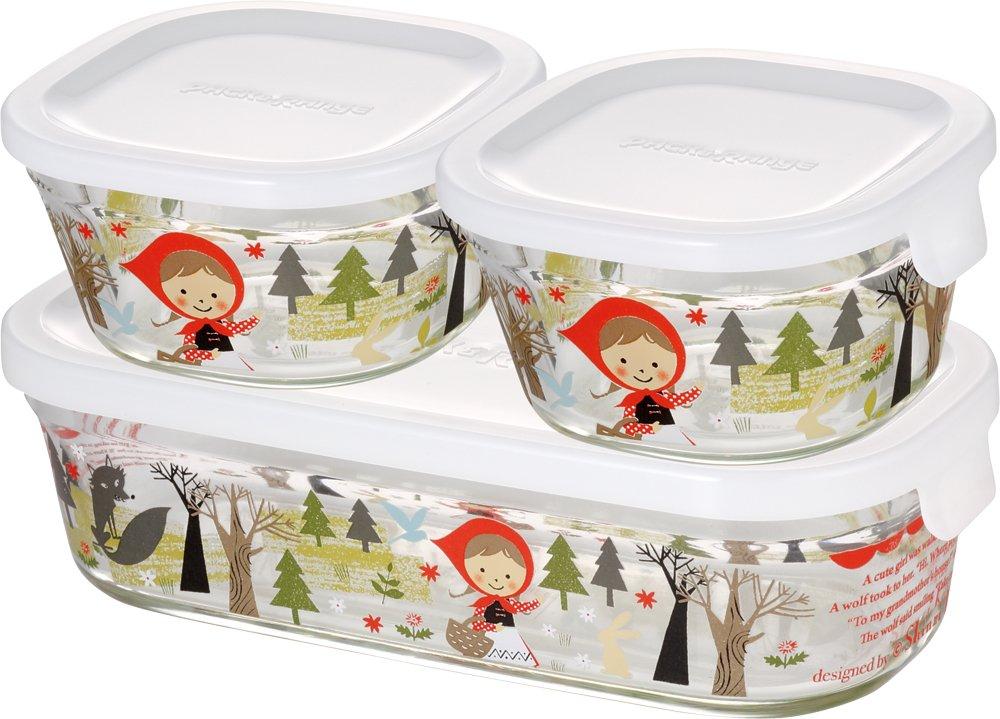 

Iwaki Glass Storage Shinji Kato Precious Red Набор контейнеров, устойчивых к нагреву, 3 шт., с крышкой и для микроволновой печи, PS-PRNSNA31