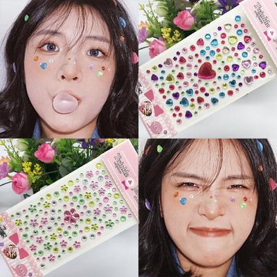 Křišťálové kamínky Samolepky na tetování na obličej DIY Jednorázové diamantové dekorace na obličej Make-up Akrylová nálepka Nálepka s vrtačkou na telefon