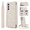 For Samsung Galaxy A36 5G/A56 5G Case Embroidered Tulips PU Leather Card Holder Back Cover with Shoulder Strap/Wrist Strap