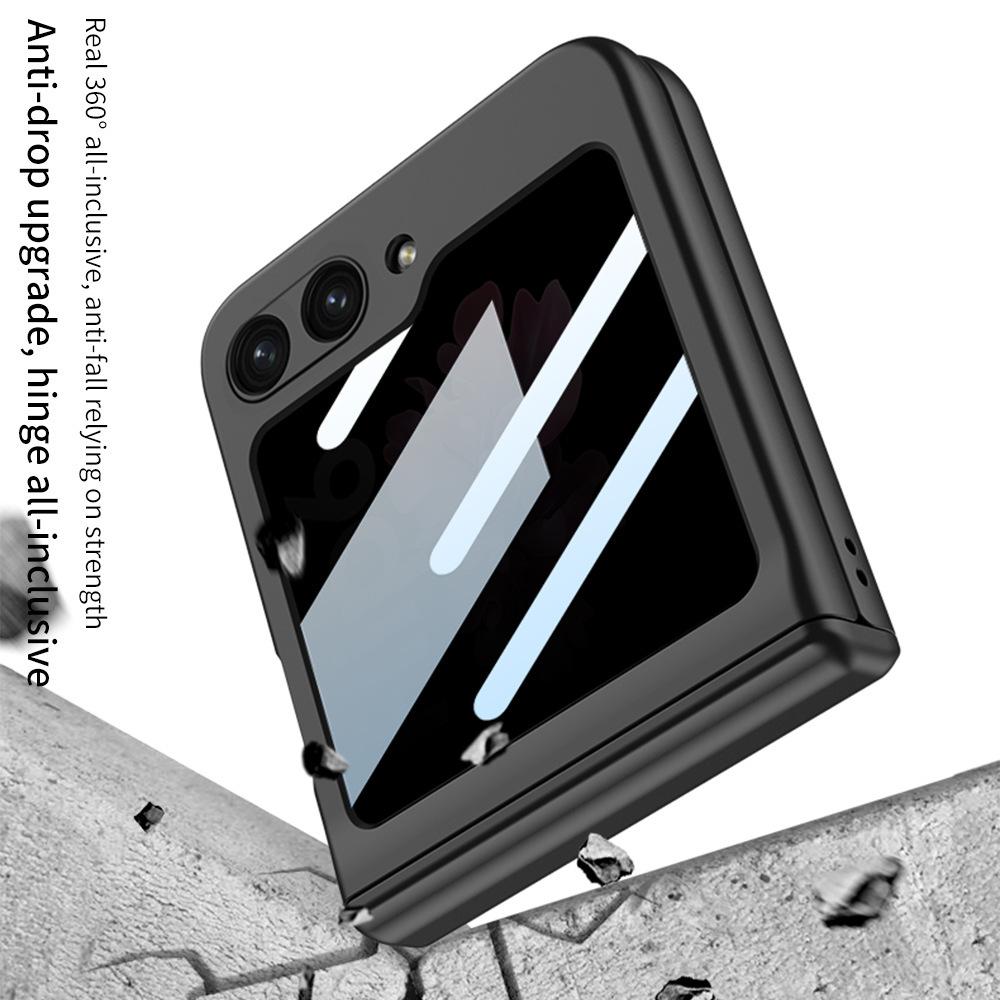 Applicable to Samsung Z flip1 mobile phone case magnetic hinge case film integrated anti-privacy glass flip1 anti-drop protective case
