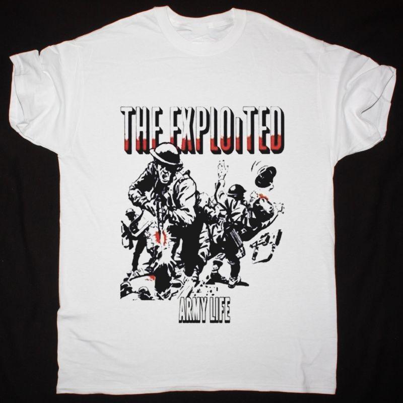 Vtg THE EXPLOITED ARMY LIFE Heavy Cotton White Full Size Unisex Shirt TR607 Unisex T-Shirt S