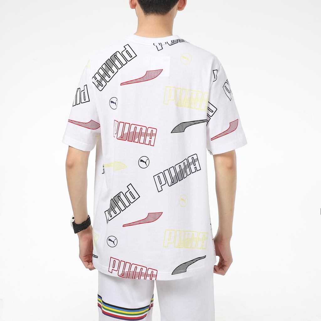Puma Loose Letter Print Casual Sports Short Sleeve T-Shirt Men Tops White 532706-02