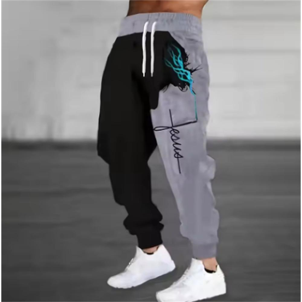 Outono Inverno Novo Calças Moda Estampado 3D Calças de Moletom Homem Largas Casuais Bolso Cordão Calças de Moletom